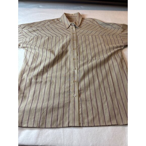 Vintage Pilcro Beige & Red Striped Button-Up Shirt - Picture 2 of 14